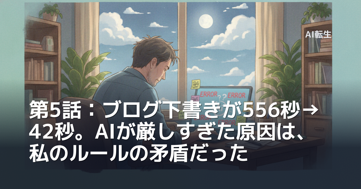 第5話：ブログ下書きが556秒→42秒。AIが厳しすぎた原因は、私のルールの矛盾だった