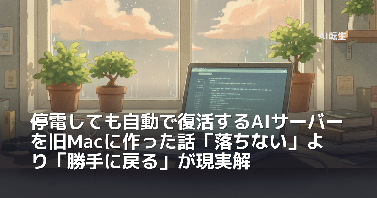 停電しても自動で復活するAIサーバーを旧Macに作った話「落ちない」より「勝手に戻る」が現実解